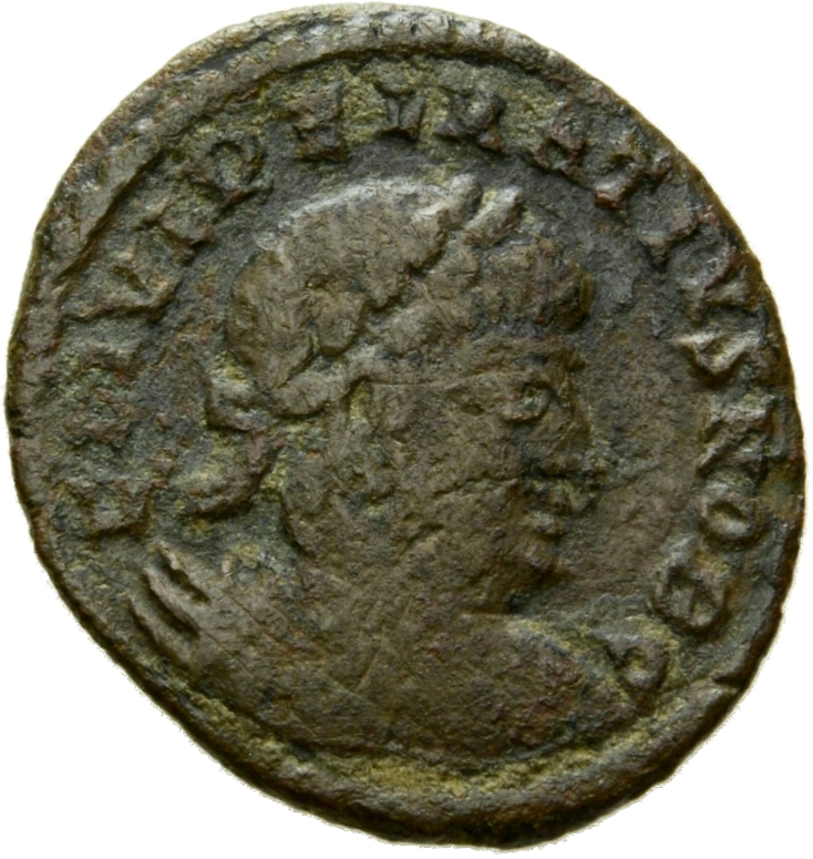 Constantine I obverse — Bust of Dalmatius, laureate, cuirassed, right