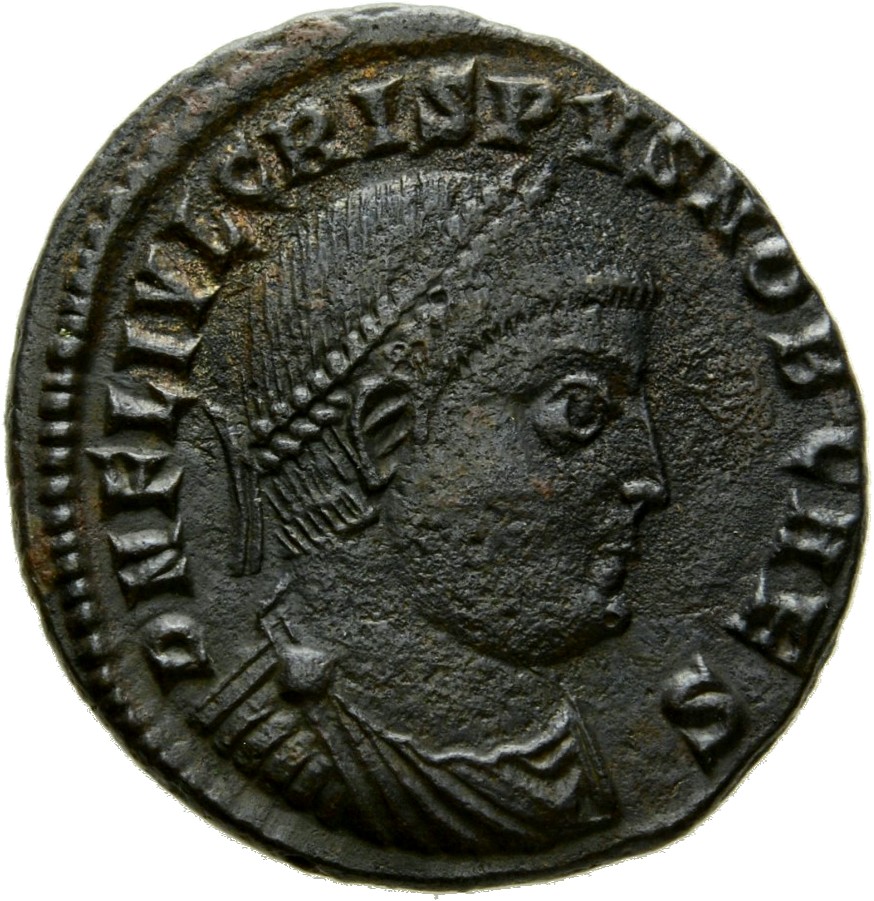 RIC VII Cyzicus 17 Licinius obverse, Bust of Crispus, laureate, draped, cuirassed, right