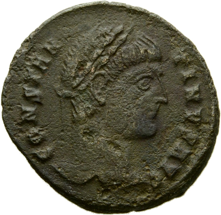 Constantine I obverse — Head of Constantine I, laureate, right
