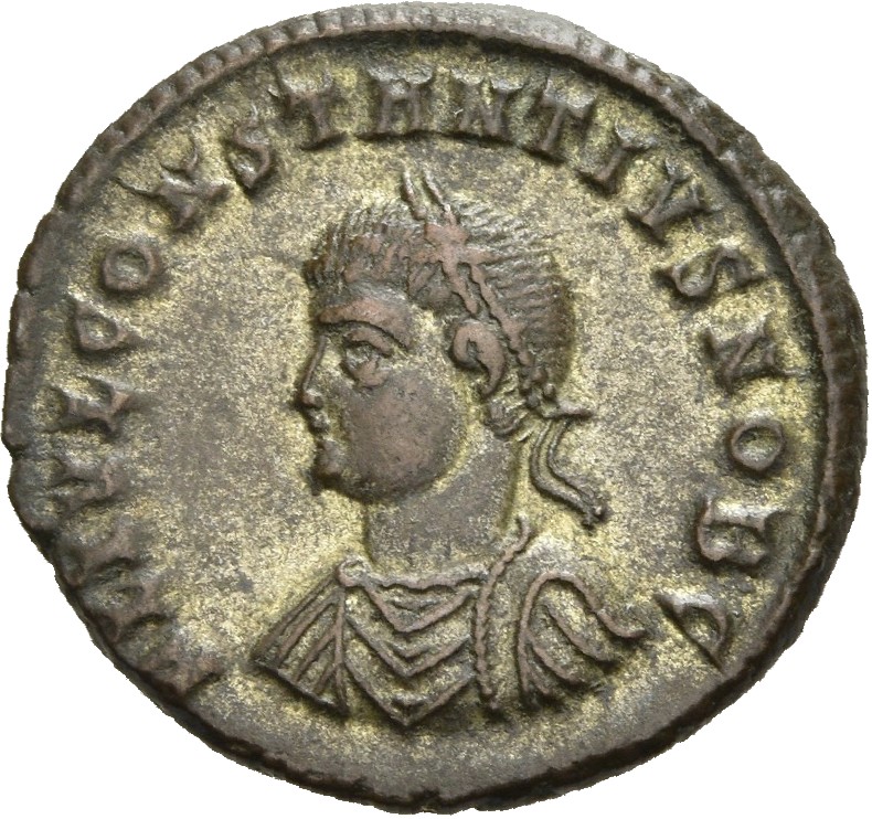 RIC VII Cyzicus 27 Constantine I obverse, Bust of Constantius II, laureate, draped, cuirassed, left