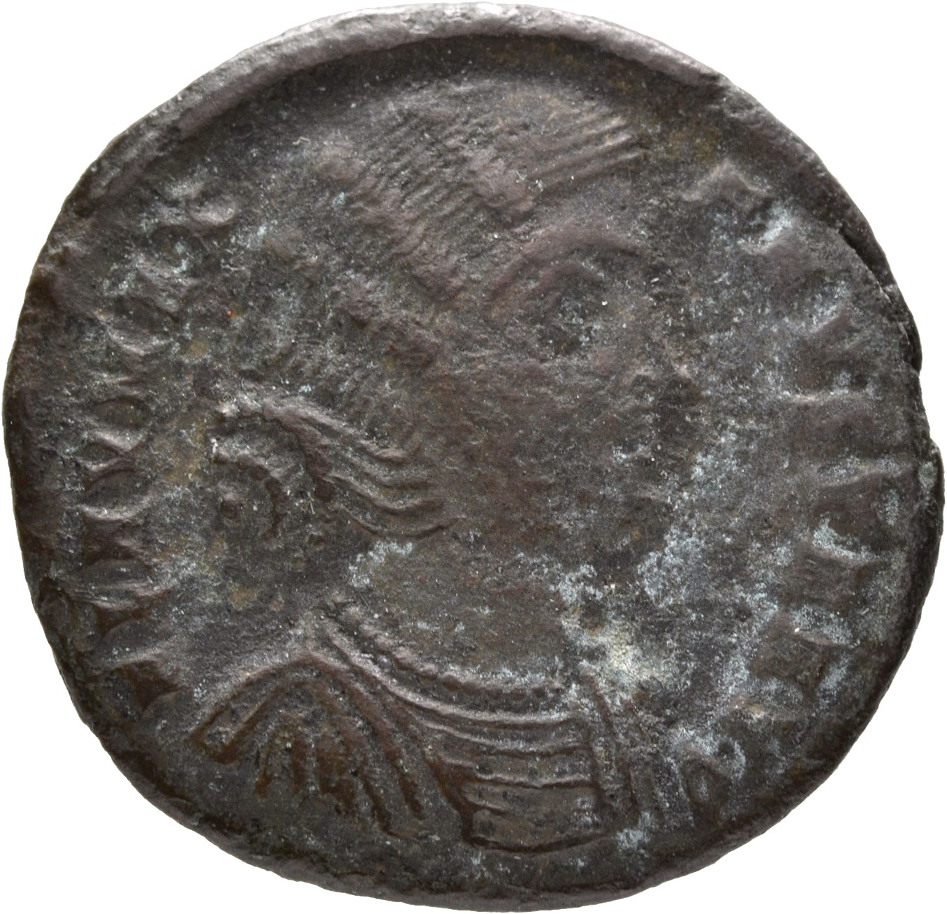 Constantine I obverse — Bust of Fausta, waved hair, mantled, right