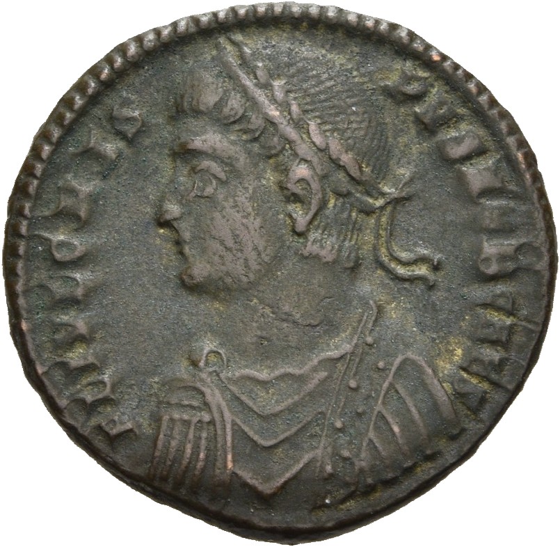 RIC VII Cyzicus 36 Constantine I obverse, Bust of Crispus, laureate, draped, cuirassed, left