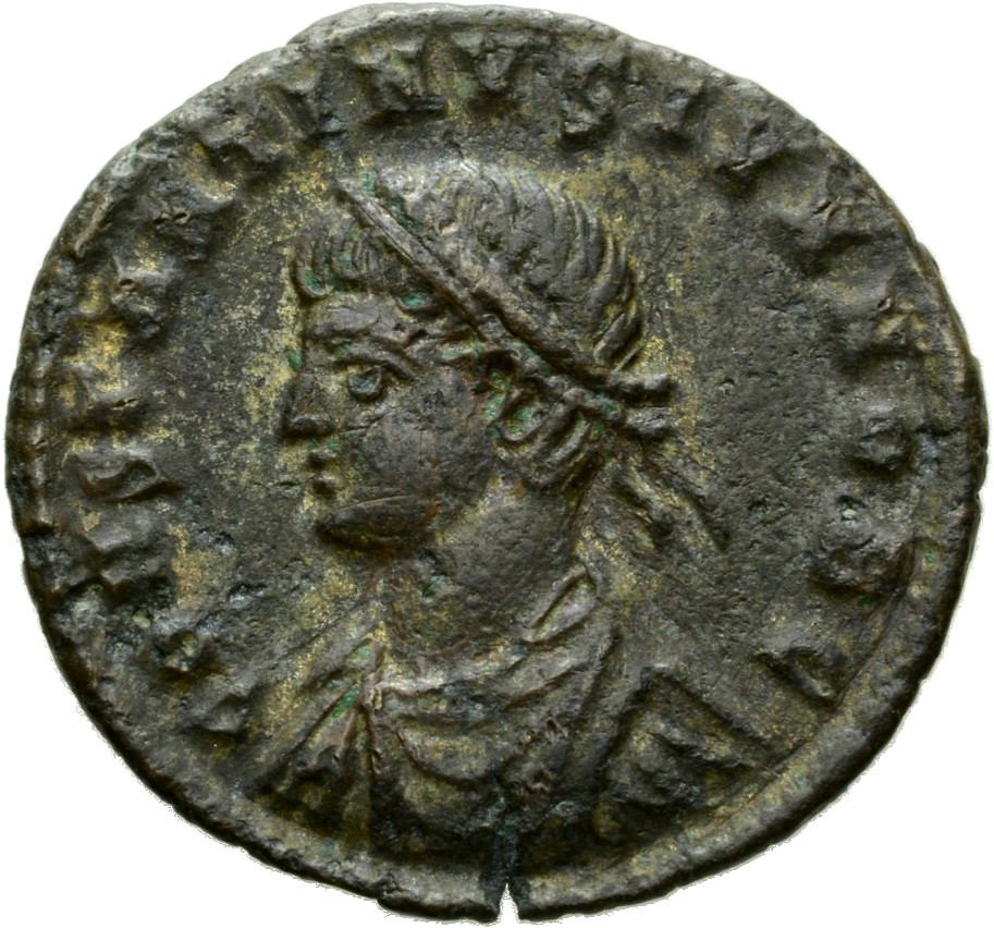 RIC VII Cyzicus 37 Constantine I obverse, Bust of Constantine II, laureate, draped, cuirassed, left