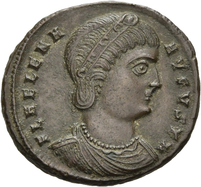 RIC VII Cyzicus 39 Constantine I obverse, Bust of Helena, wearing necklace and mantle, right