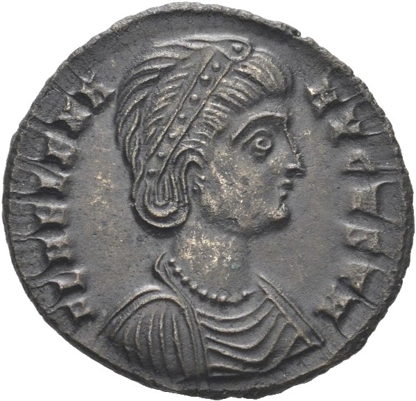 RIC VII Cyzicus 39 Constantine I obverse, Bust of Helena, wearing necklace and mantle, right