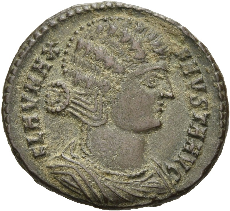 RIC VII Cyzicus 40 Constantine I obverse, Bust of Fausta, waved hair, mantled, right