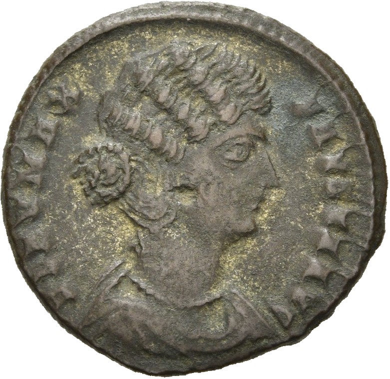 RIC VII Cyzicus 40 Constantine I obverse, Bust of Fausta, waved hair, mantled, right