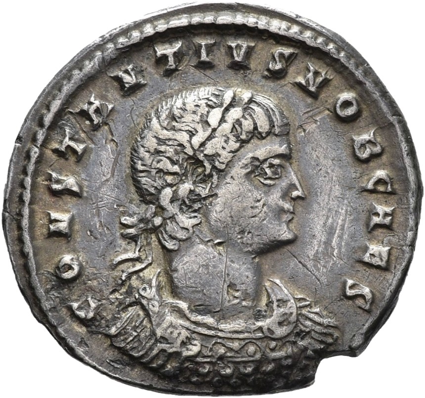 RIC VII Cyzicus 43 Constantine I obverse, Bust of Constantius II, laureate, cuirassed, right