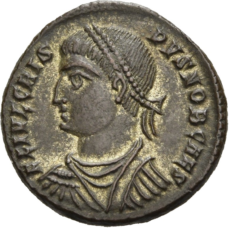 RIC VII Cyzicus 46 Constantine I obverse, Bust of Crispus, laureate, draped, cuirassed, left