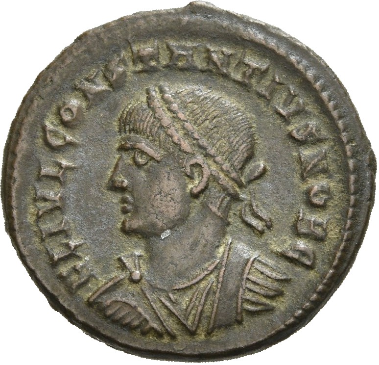 RIC VII Cyzicus 53 Constantine I obverse, Bust of Constantius II, laureate, draped, cuirassed, left