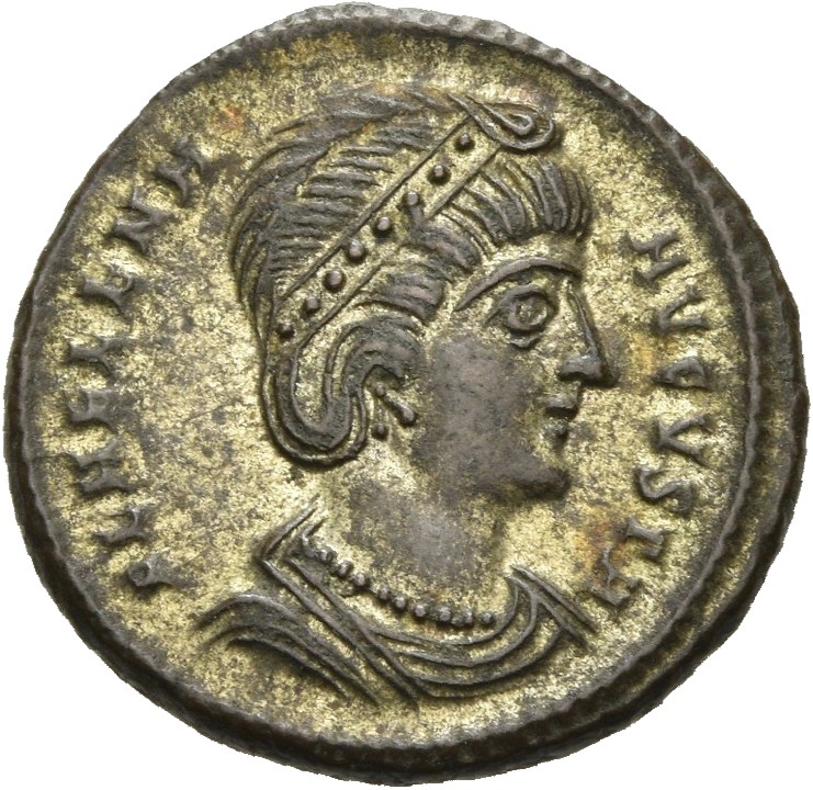 RIC VII Cyzicus 54 Constantine I obverse, Bust of Helena, wearing necklace and mantle, right