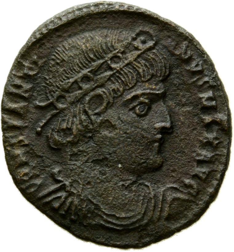Constantine I obverse — Bust of Constantine I, rosette-diademed, draped, cuirassed, right