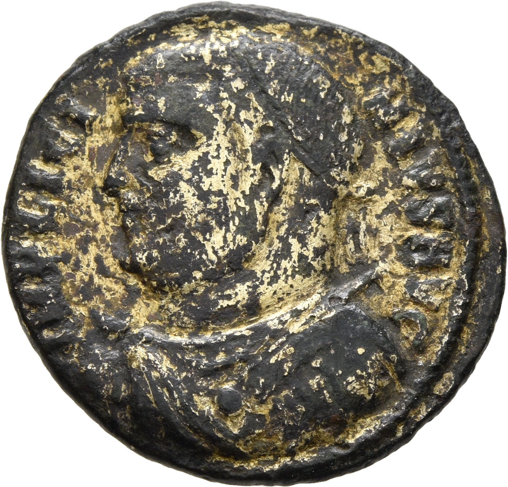 RIC VII Cyzicus 9 Licinius obverse — Bust of Licinius, laureate, draped, left, holding sceptre in right hand and mappa in ...