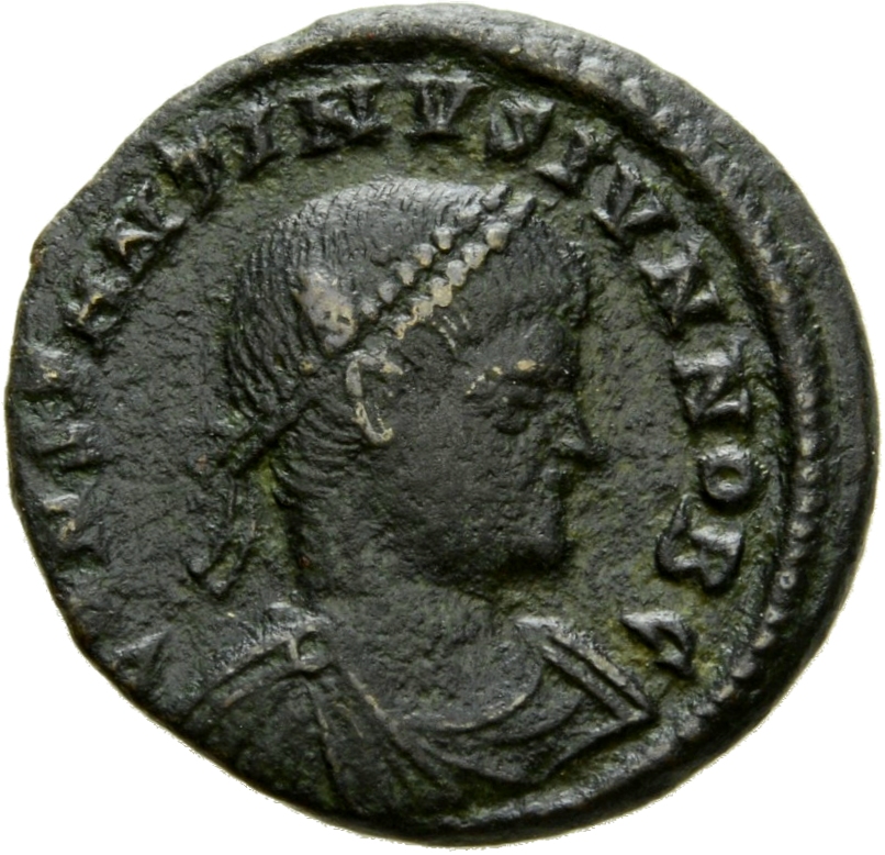 RIC VII Cyzicus 98 Constantine I obverse, Bust of Constantine II, pearl-diademed, draped, cuirassed, right