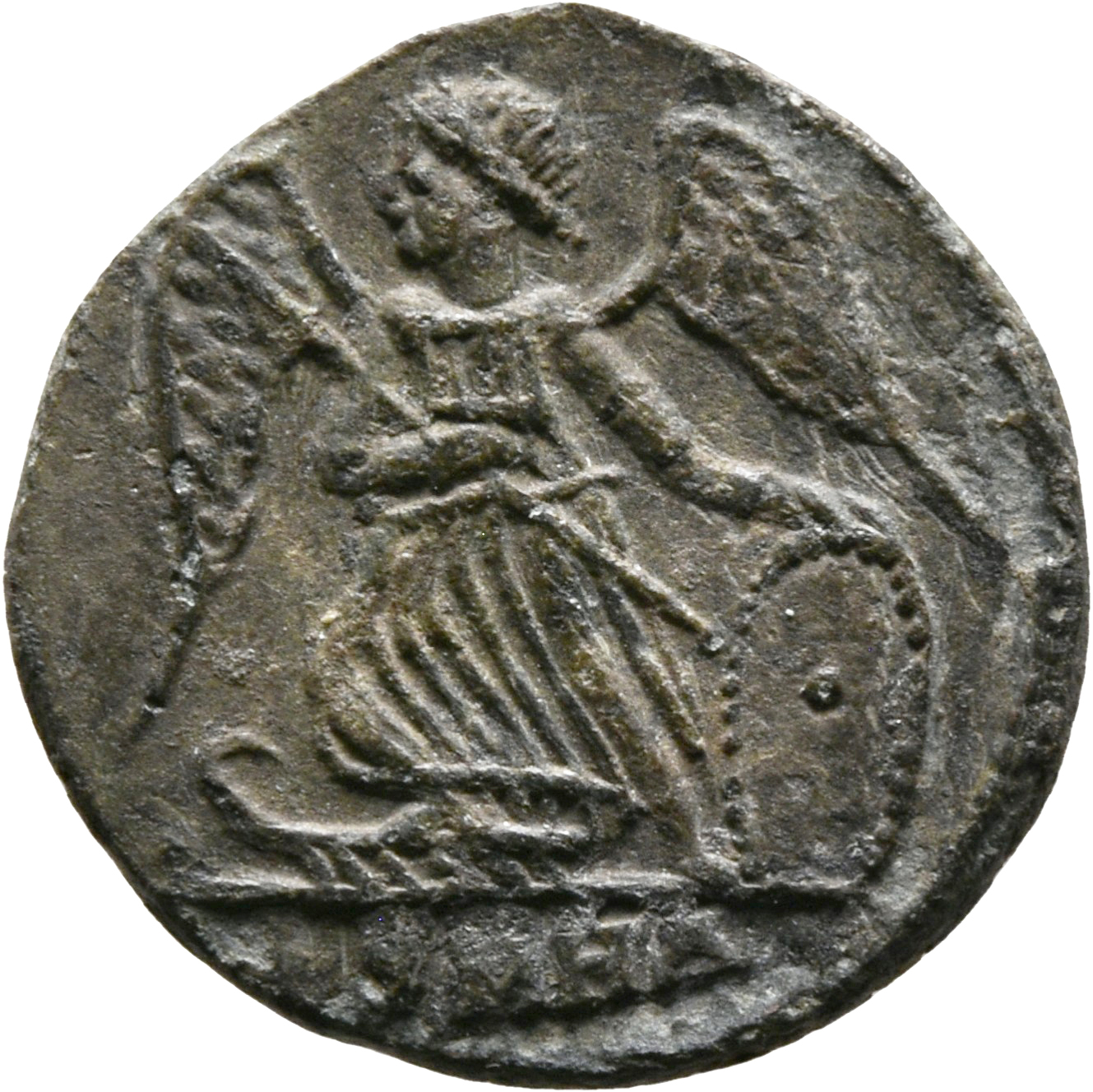 RIC VII Heraclea 115 Constantine I reverse, Victory, winged, draped, standing left on prow, holding spear in right hand an...