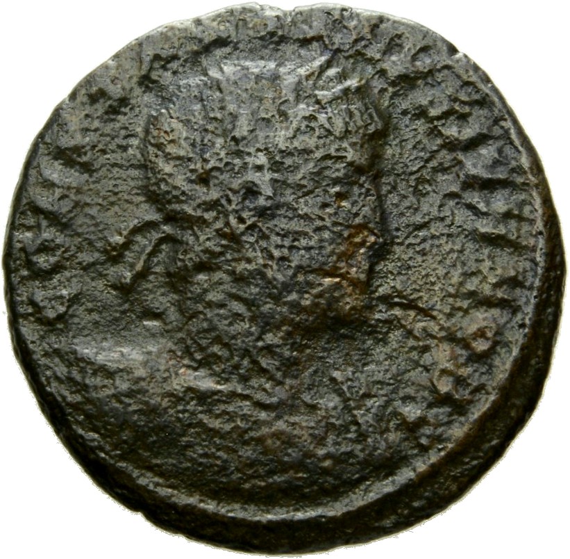 Constantine I obverse — Bust of Constantine II, laureate, helmeted, draped, cuirassed, right