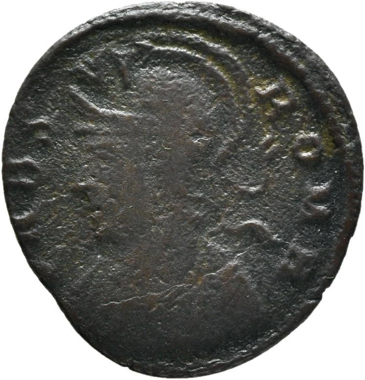 RIC VII Heraclea 129 Constantine I obverse, Bust of Roma, helmeted, wearing imperial cloak, left