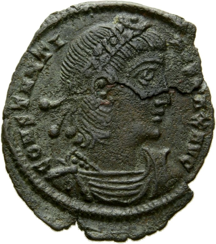Constantine I obverse — Bust of Constantine I, rosette-diademed, draped, cuirassed, right