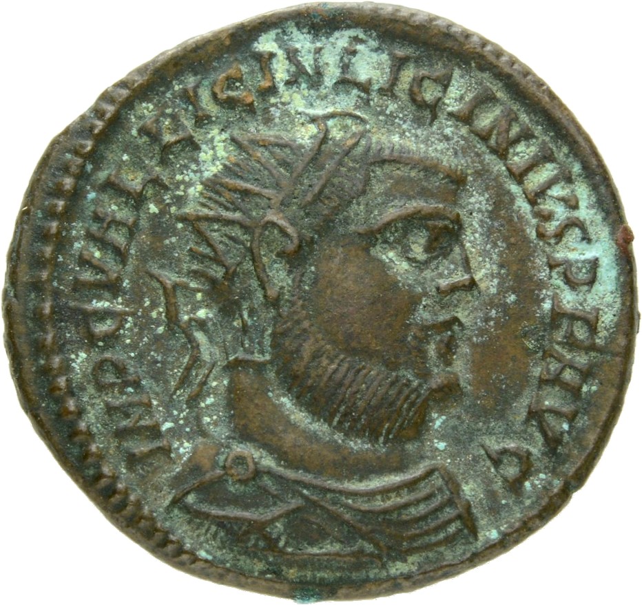 RIC VII Heraclea 52 Licinius obverse, Bust of Licinius, radiate, draped, cuirassed, right