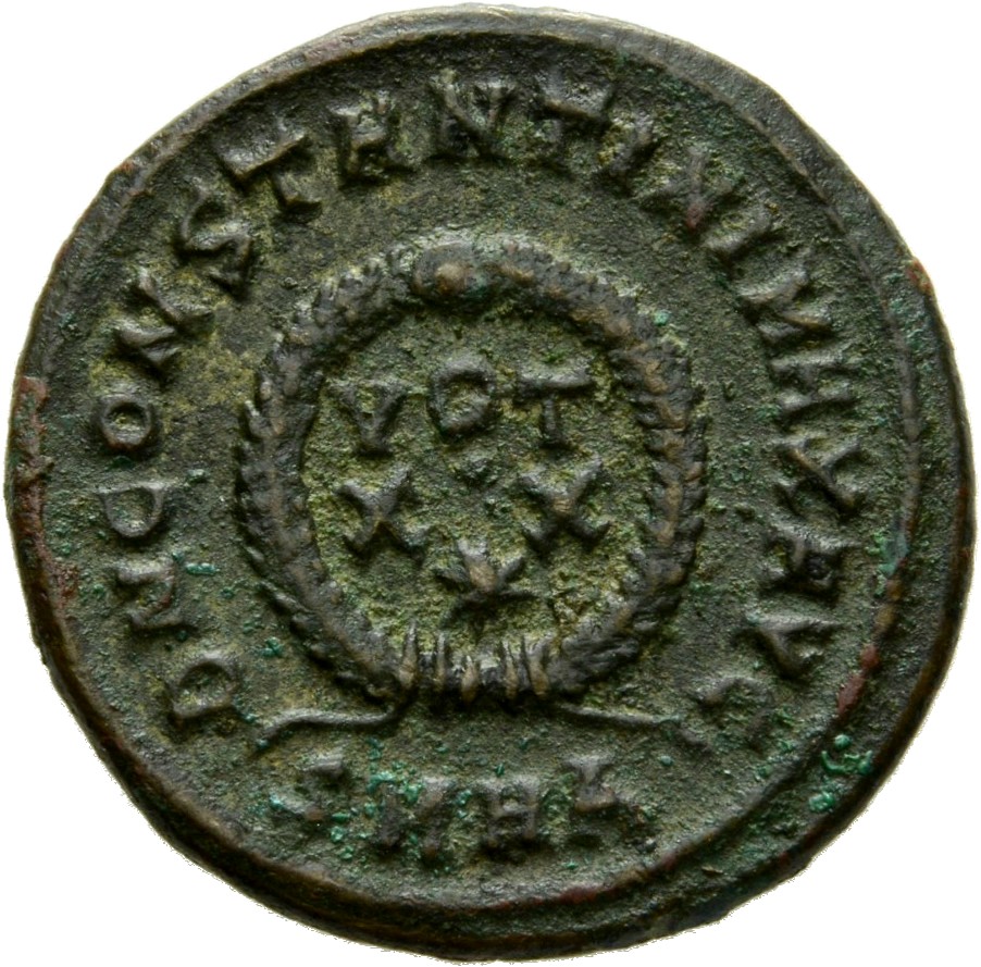 RIC VII Heraclea 60 Constantine I reverse, VOT/XX within a laurel wreath