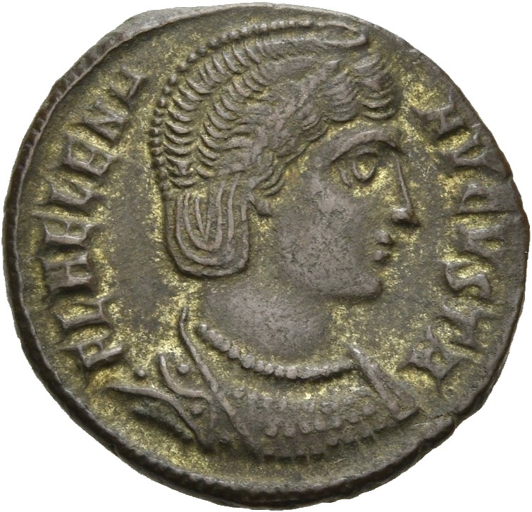 RIC VII Heraclea 85 Constantine I obverse, Bust of Helena, wearing necklace and mantle, right