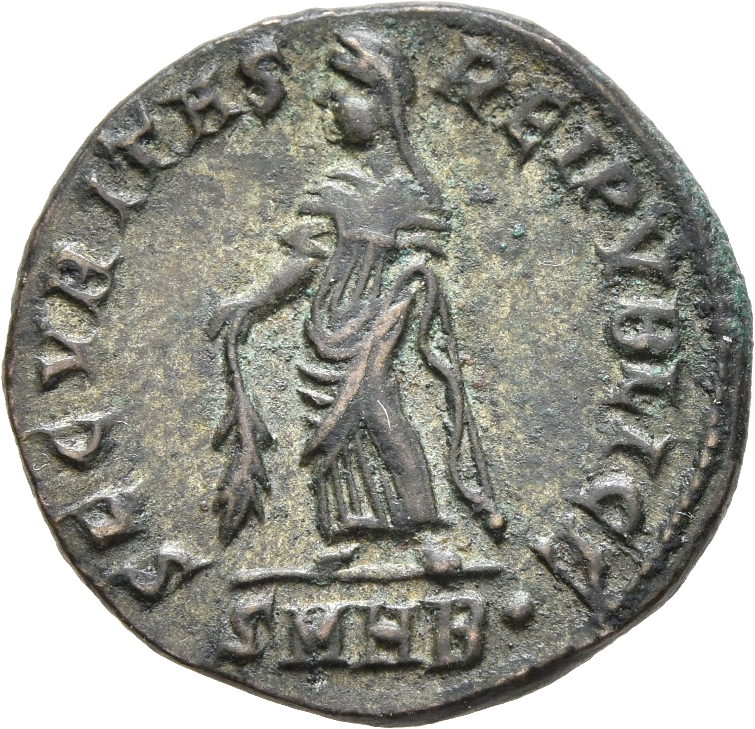 RIC VII Heraclea 85 Constantine I reverse, SECURITAS, draped, standing left, raising robe with right hand and lowering bra...