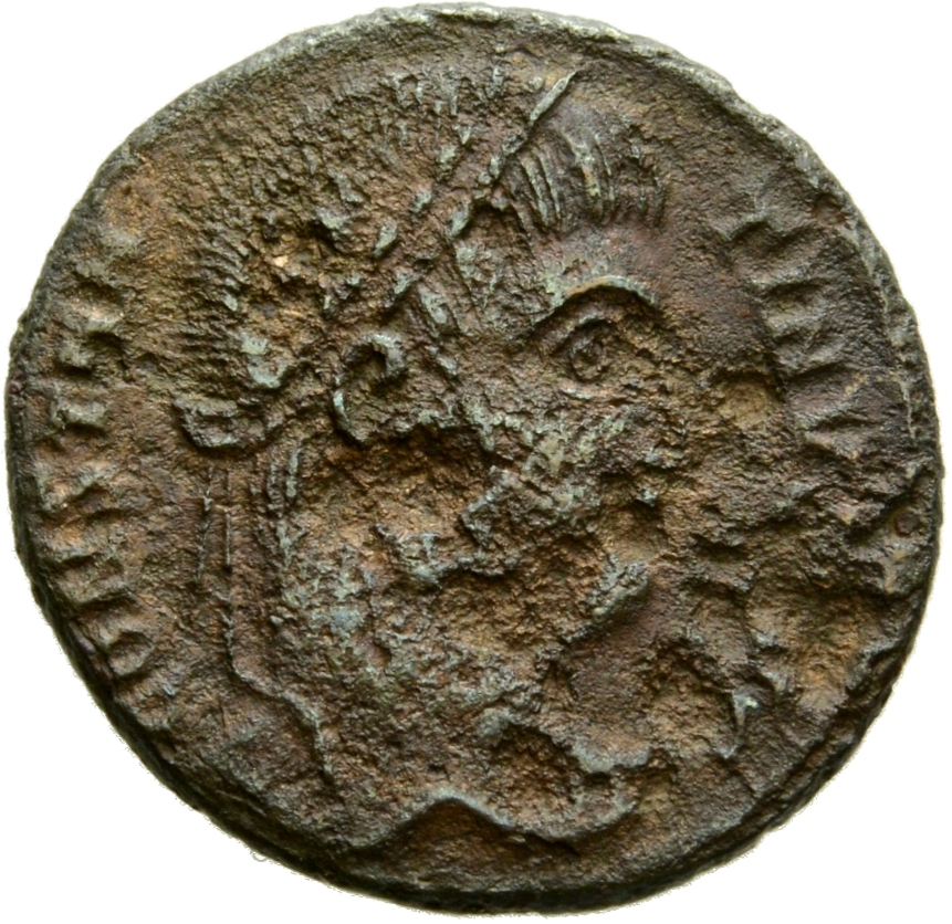 Constantine I obverse — Head of Constantine I, diademed, right