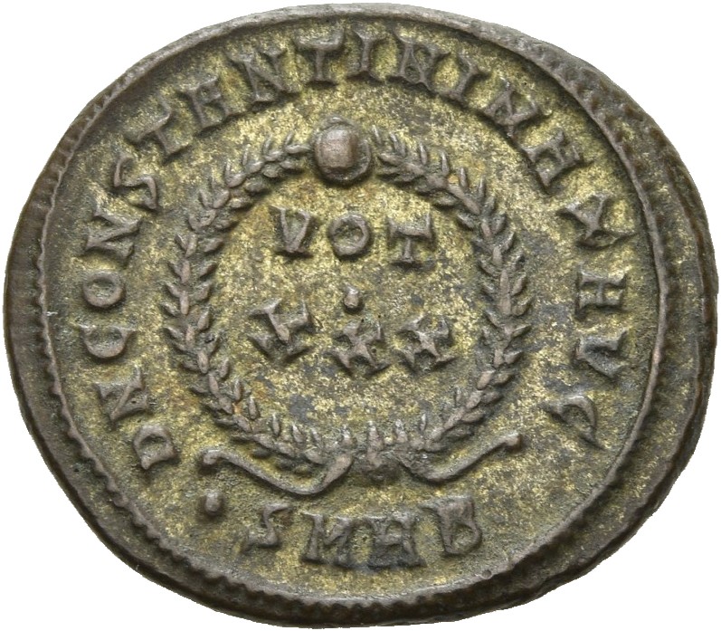 RIC VII Heraclea 91 Constantine I reverse, VOT/XXX within a laurel wreath