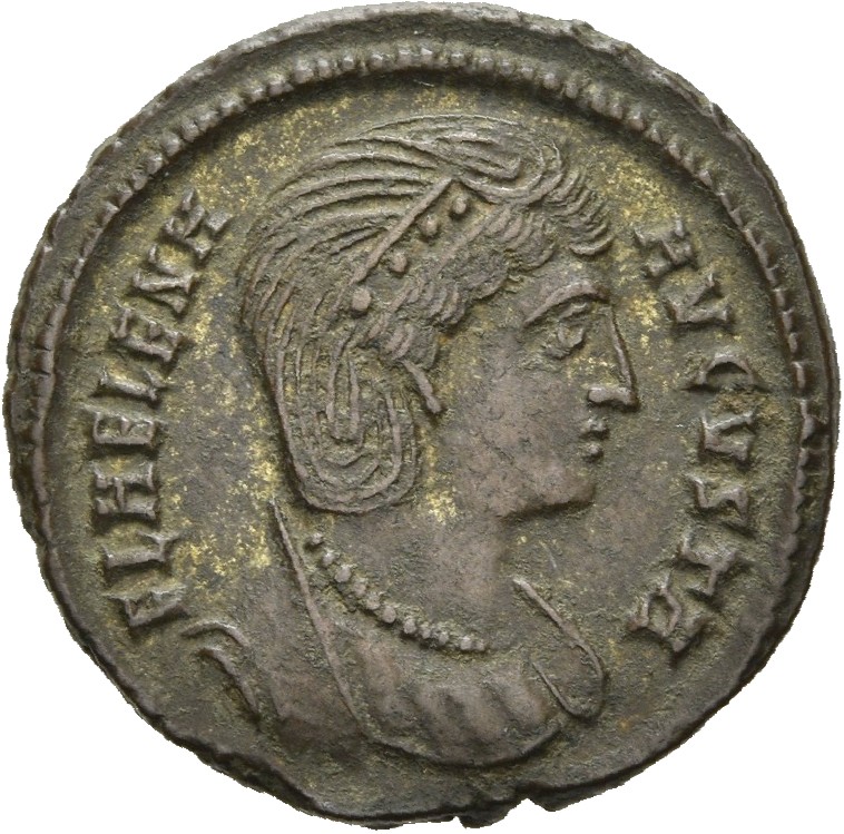 RIC VII Heraclea 95 Constantine I obverse, Bust of Helena, wearing necklace and mantle, right