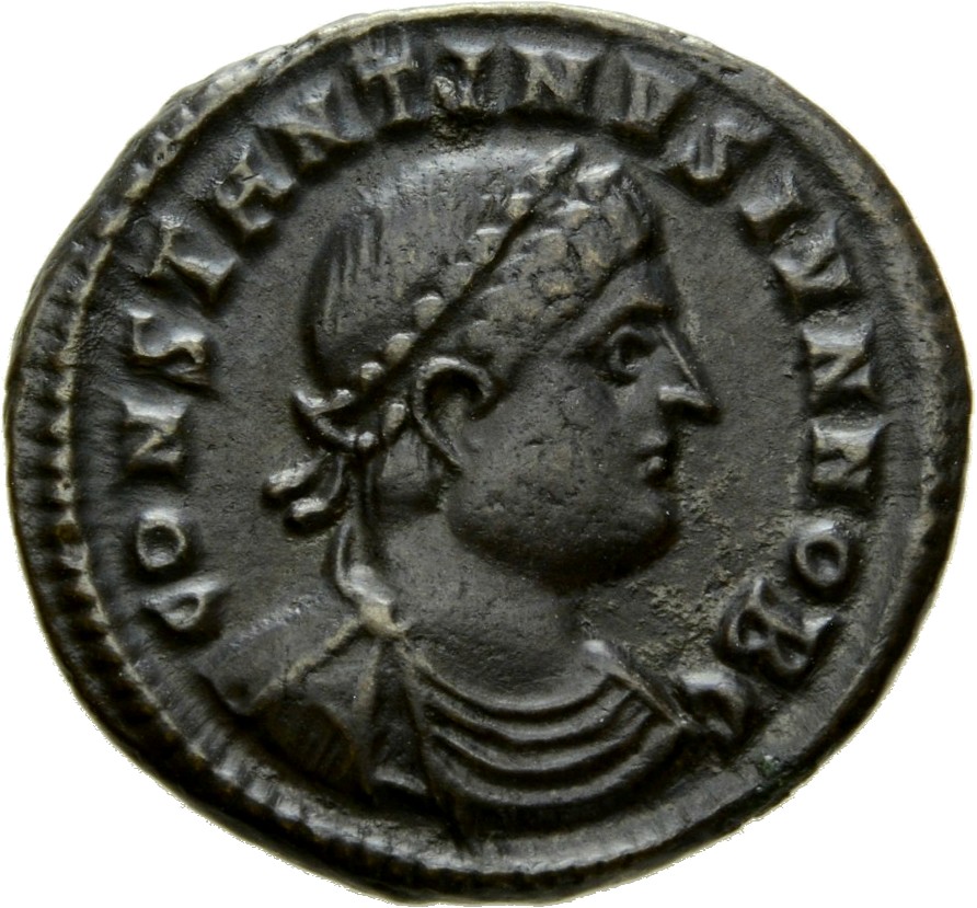 RIC VII Heraclea 96 Constantine I obverse, Bust of Constantine II, laureate, draped, cuirassed, right