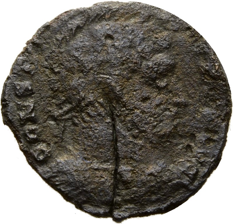 Constantine I obverse — Bust of Constantine I, laureate, helmeted, cuirassed, right