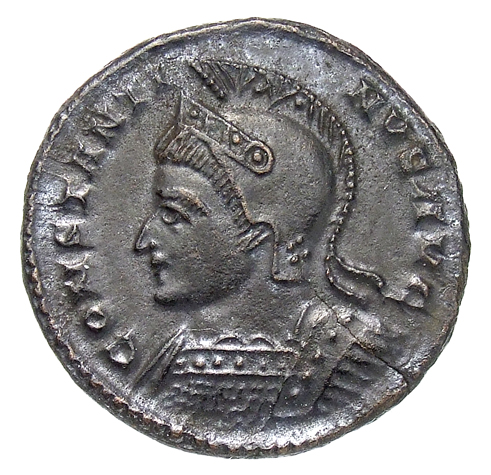RIC VII Londinium 192 Constantine I obverse, Bust of Constantine I, helmeted, cuirassed, left
