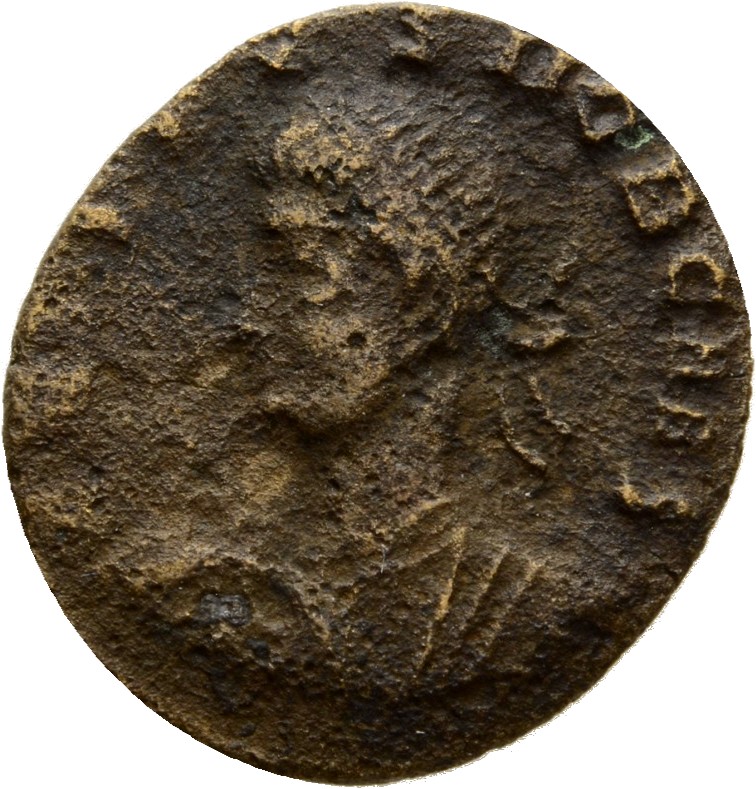 Constantine I obverse — Bust of Crispus, laureate, draped, cuirassed, right