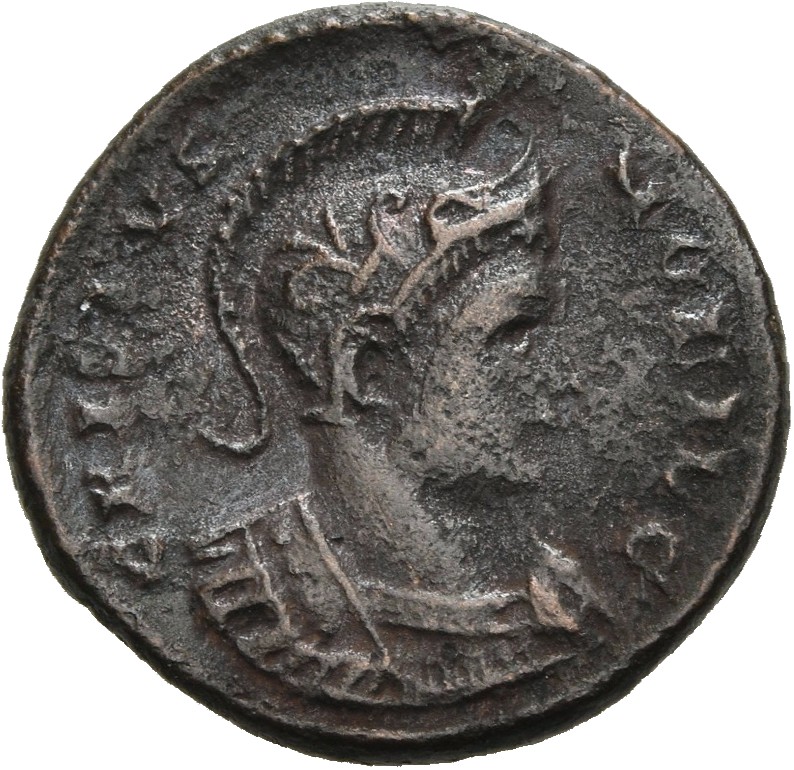 RIC VII Londinium 273 Constantine I obverse, Bust of Crispus, helmeted, cuirassed, right