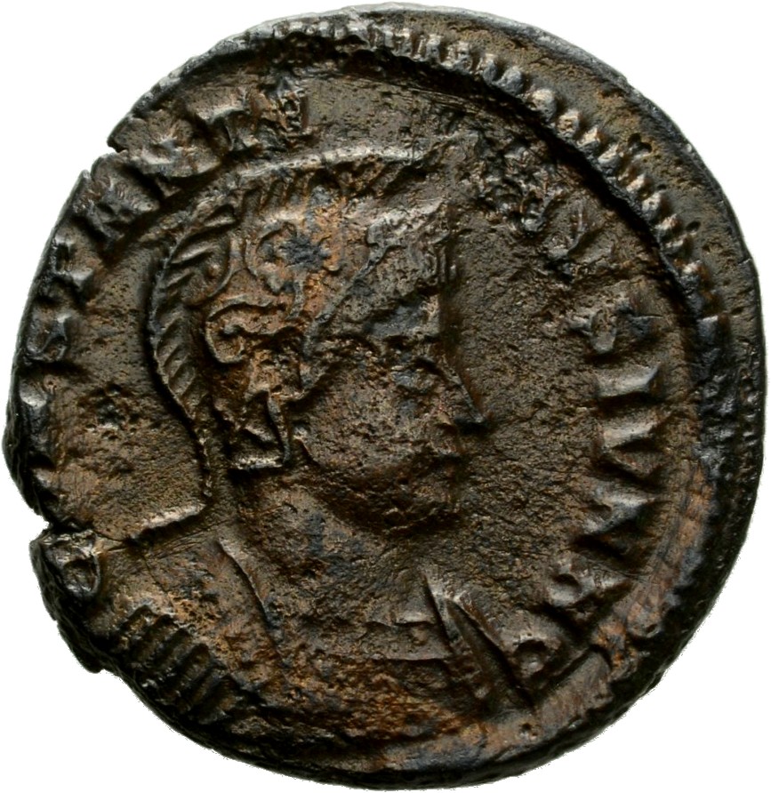 RIC VII Londinium 286 Constantine I obverse, Bust of Constantine II, helmeted, cuirassed, right