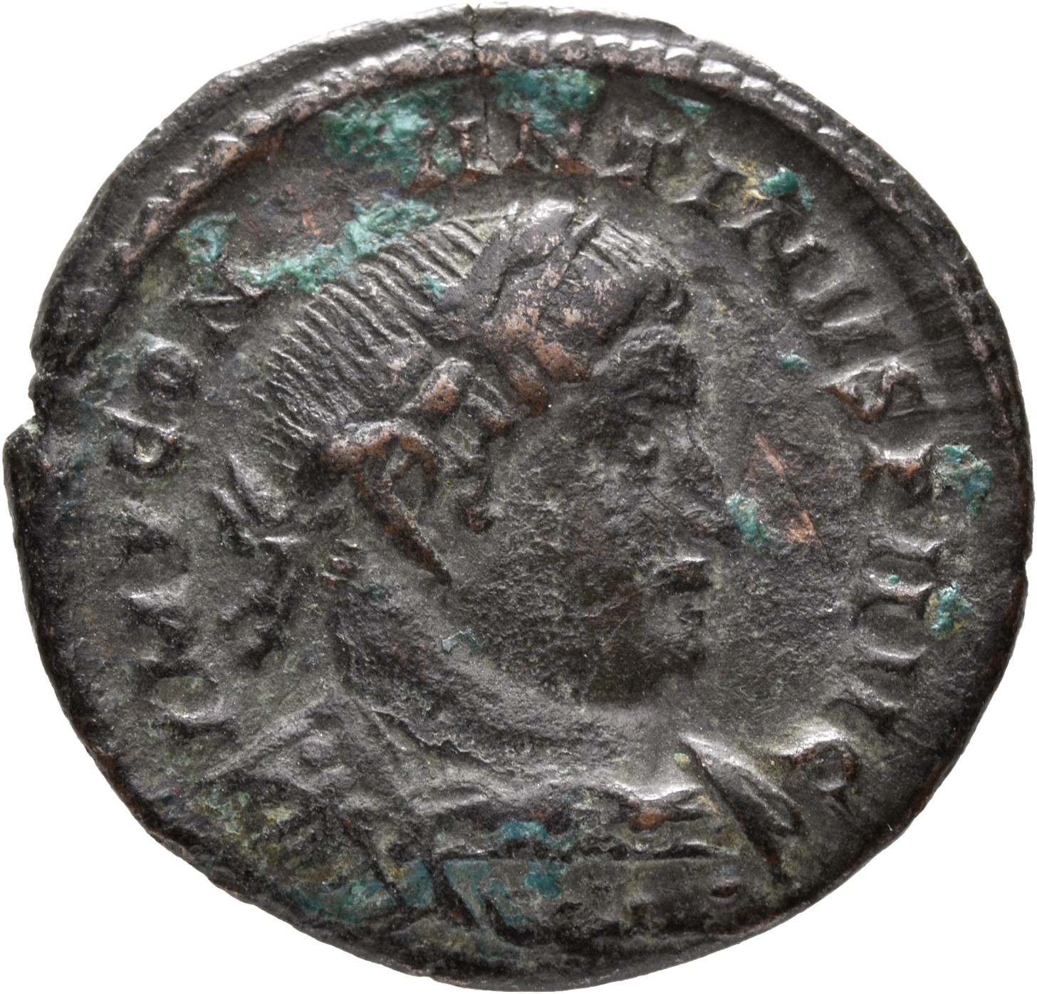 RIC VII Londinium 8 Constantine I obverse, Bust of Constantine I, laureate, cuirassed, right