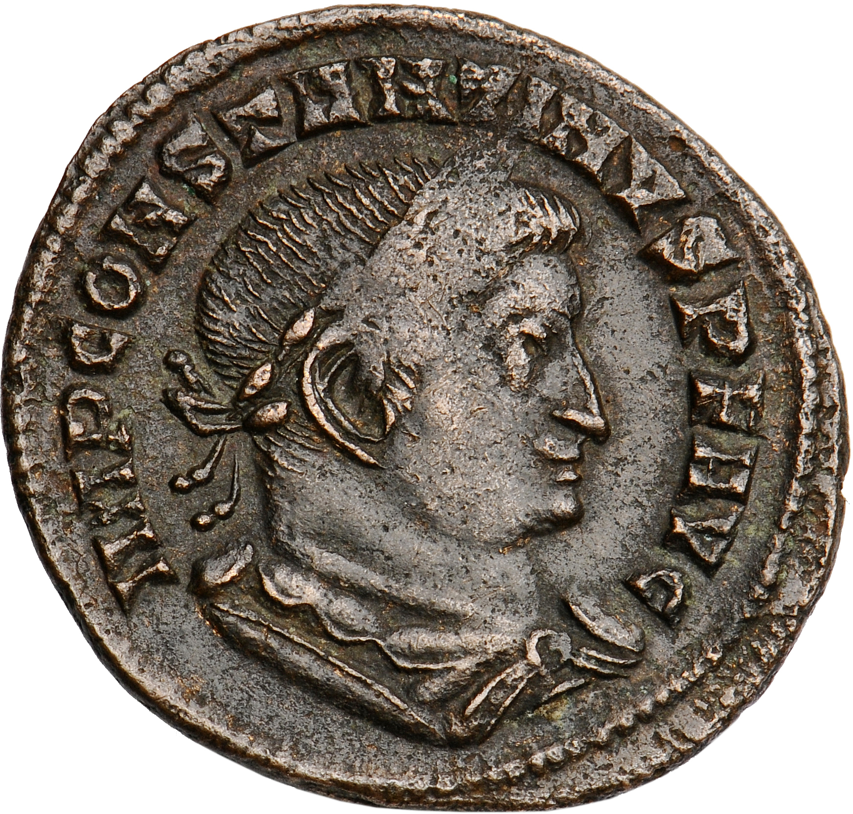 RIC VII Lugdunum 1 Constantine I obverse, Bust of Constantine I, laureate, draped, cuirassed, right, seen from behind