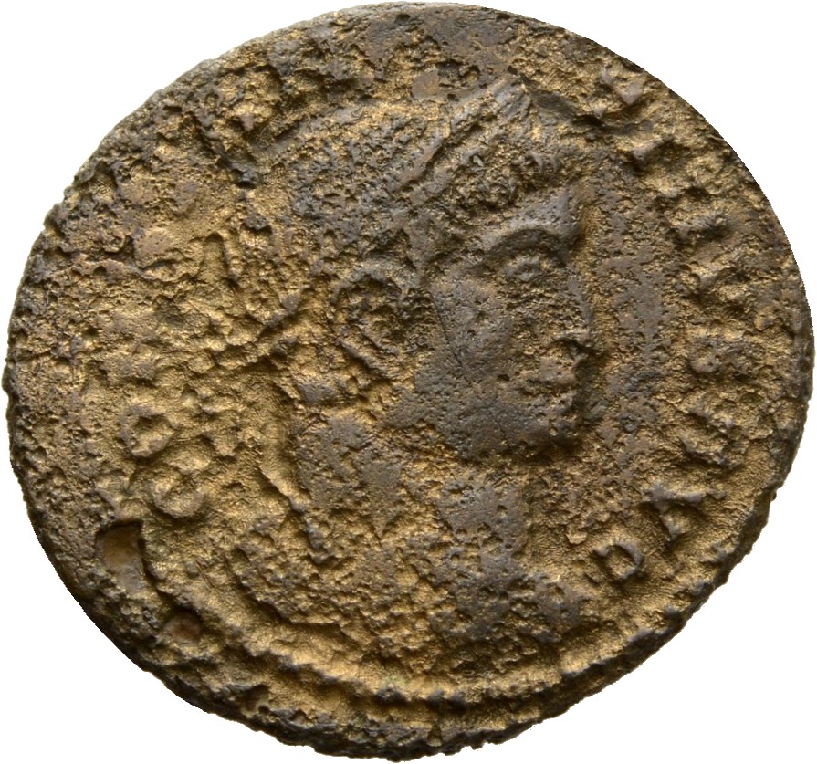 RIC VII Lugdunum 113 Constantine I obverse, Head of Constantine I, laureate, right