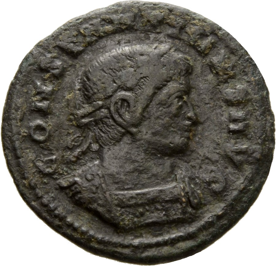 RIC VII Lugdunum 129 Constantine I obverse, Bust of Constantine I, laureate, cuirassed, right