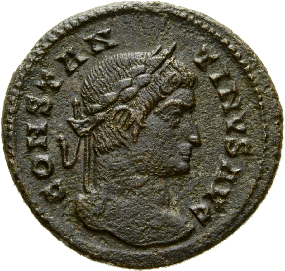 RIC VII Lugdunum 131 Constantine I obverse, Head of Constantine I, laureate, right