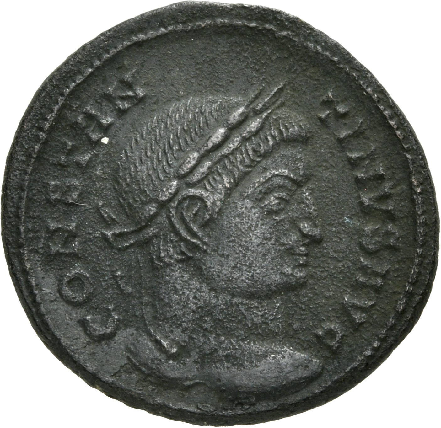 RIC VII Lugdunum 153 Constantine I obverse, Head of Constantine I, laureate, right