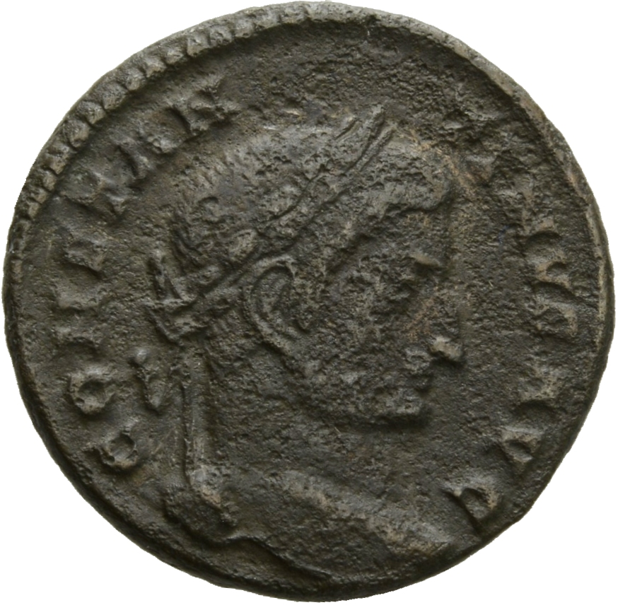 Constantine I obverse — Head of Constantine I, laureate, right