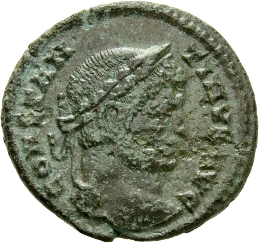 RIC VII Lugdunum 214 Constantine I obverse, Head of Constantine I, laureate, right