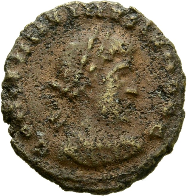 RIC VII Lugdunum 238 Constantine I obverse, Bust of Constantine II, laureate, cuirassed, right