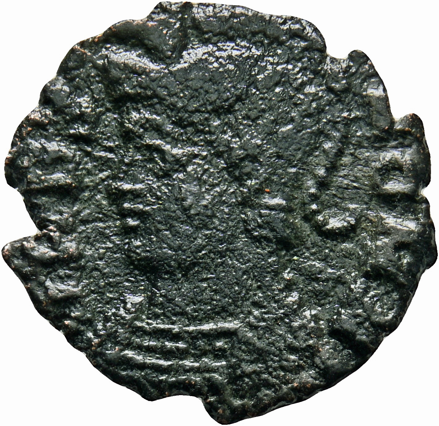 RIC VII Lugdunum 241 Constantine I obverse, Bust of Constantinopolis, laureate, helmeted, wearing imperial cloak, left, ho...