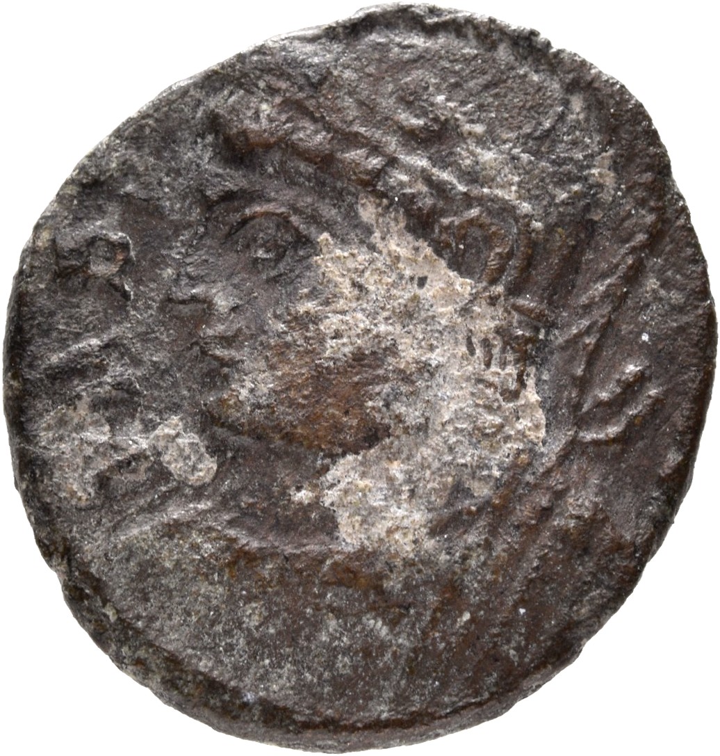 RIC VII Lugdunum 242 Constantine I obverse, Bust of Roma, helmeted, wearing imperial cloak, left