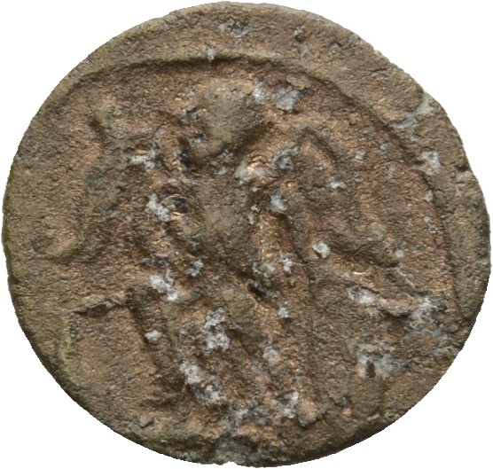 RIC VII Lugdunum 246 Constantine I reverse, Victory, winged, draped, standing left on prow, holding spear in right hand an...