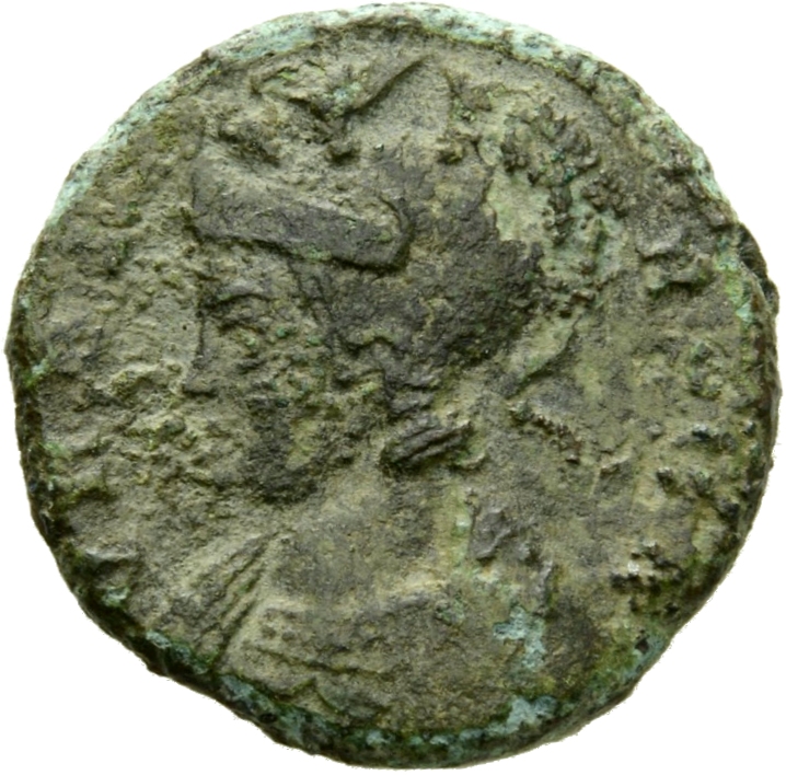 RIC VII Lugdunum 247 Constantine I obverse, Bust of Roma, helmeted, wearing imperial cloak, left