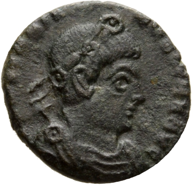Constantine I obverse — Bust of Constantine I, rosette-diademed, draped, cuirassed, right