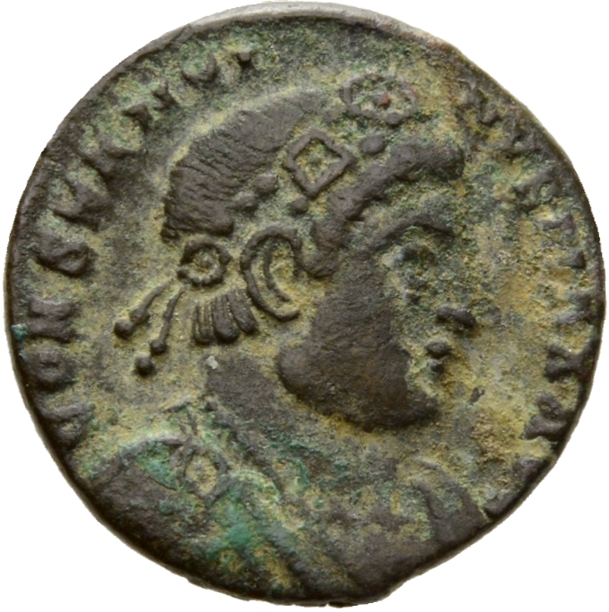 RIC VII Lugdunum 285 Constantine I obverse, Bust of Constantine I, rosette-diademed, draped, cuirassed, right